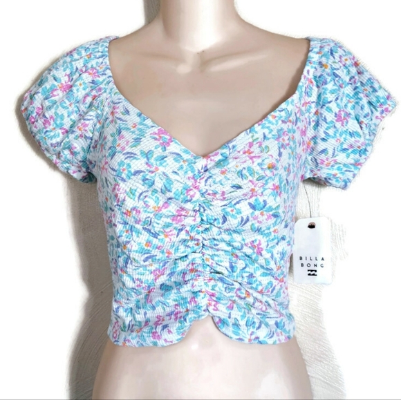 Billabong Pretty Sweet Knit Top Salt Crystal Size Women's Large 12 NEW - Picture 2 of 11